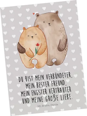 Produktbild von Mr. & Mrs. Panda Postkarte Bären Liebe - Grau Pastell - Geschenk, Ansichtskarten, Freundin, Kuscheln, Postkarten, Hochzeitstag, Bär, Ansichtskarte, Grußkarte, Verknallt