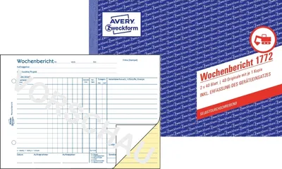 Produktbild von Formularbuch Wochenbericht A5 quer selbstdurchschreibend 2x40 Blatt Packung mit 10 Stück