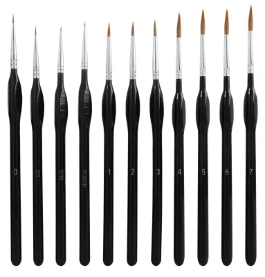 Produktbild von Miniatur-Pinsel-Set - 11-teilig mit extra feinen Spitzen - für Modellbau, Malen nach Zahlen, Acryl, Aquarell und Ölgemälde