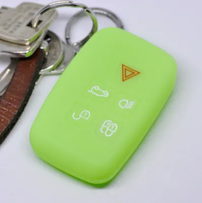 Produktbild von Auto Schlüssel Hülle Silikon Schutz Cover Fluoreszierend Grün kompatibel mit Land Rover Discovery IV Range Rover Sport Evoque 2009-2017 5 Tasten KEYLESS SMARTKEY