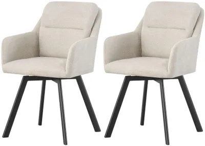 Produktbild von xonox.home Stuhl 2er Set Sophie Chenille-Optik creme (B/H/T): 53 x 87 x 62 cm