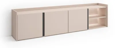 Image de Meuble tv effet bois beige 207x35x50cm avec Led