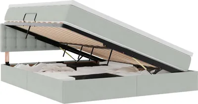 Obrázok produktu pre Úložná posteľ s matracmi Svetlosivá 160 x 200 cm Zamat