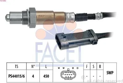 Produktbild von FACET Lambdasonde für RENAULT CLIO II (BB0/1/2, CB0/1/2) Beheizt Planarsonde 450mm 10.7282