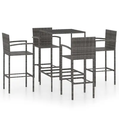 Produktbild von 5-tlg. Gartenbar-Set Poly Rattan Grau