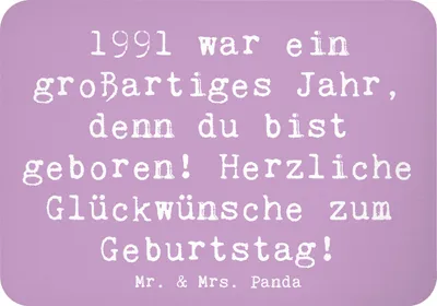 Produktbild von Mr. & Mrs. Panda magnet Spruch 1991 Geburtstag - Lavendeltraum - Geschenk, besondere Anlässe, Happy Birthday, whiteboardmagnet, Geburtstagsgeschenk, Kühlschrankmagnet