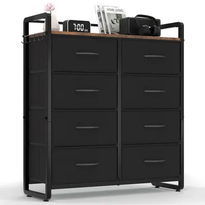 Produktbild von HOKEEPER Kommode, Schrank mit 8 Schubladen aus Stoff, Komodenschrank Schlafzimmer mit Holzplatte, Sideboard, Chest of Drawers Flurschrank