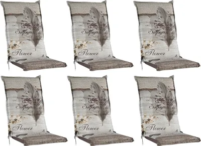 Produktbild von Gartenstuhlauflagen - Beige - Hochlehner - mit Stehsaum - 6er Set