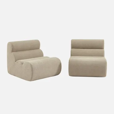 Produktbild von sweeek - 2er-Set modulare Lounge-Sessel mit strukturiertem Bouclé-Bezug - Beige