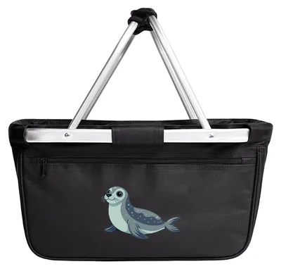 Produktbild von Huuraa Einkaufskorb Seehund Comic 20 Liter Black faltbarer Tragekorb Geschenkidee