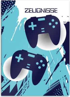 Produktbild von itenga Zeugnismappe A4 Kunststoff Sichtbuch Motiv Gaming Blau