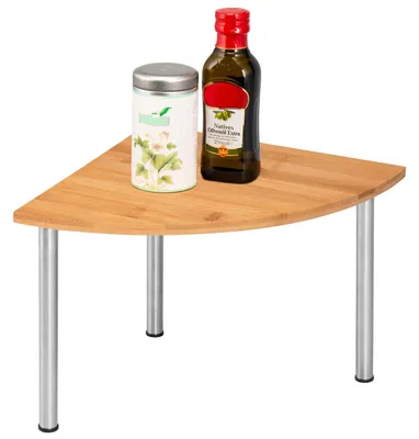 Immagine prodotto di bremermann scaffale angolare in bambù con acciaio inox // circa 25 x 20 x 25 cm (L/H/D) Scaffale da cucina per un maggiore spazio di archiviazione