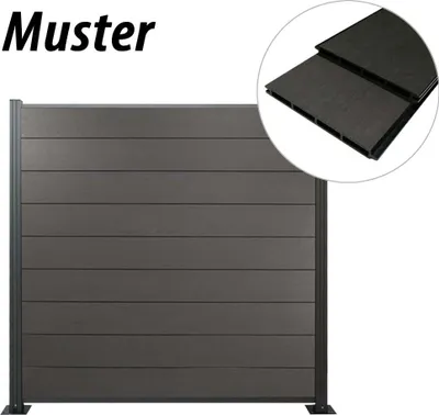 Produktbild von Muster  WPC Zaun / Sichtschutz / Steckzaun, 20 x 200 mm, anthrazit