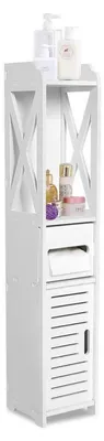 Immagine prodotto di Mobiletto da bagno, altezza 80 cm, 2 cassetti, 1 ripiano, legno, colore bianco