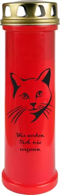 Produktbild von Grabkerze Rot, Brenndauer: 100 Stunden ( 4 Tage ), Motiv: Katze 3