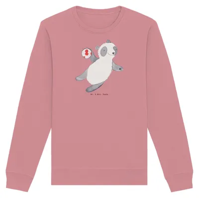 Produktbild von Mr. & Mrs. Panda Baumwoll Pullover Panda Handball spielen Größe M - Canyon Pink - Geschenk, Verein, Turnier, Sweatshirt, Sweater, Club, Pulli