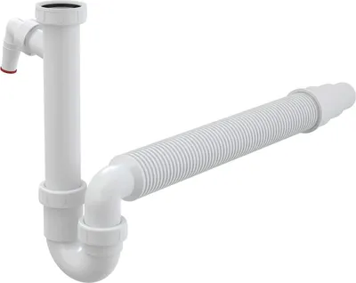 Produktbild von Alcadrain Siphon aus Kunststoff, 40 nebo 50 mm, 580mm, weiß, mit 6/4" Überwurfmutter