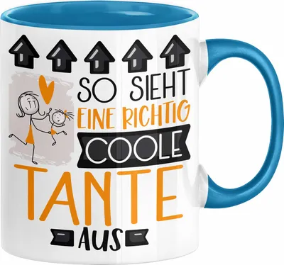 Produktbild von Tante Geschenk Tasse Lustig Geschenkidee für Tante Geburtstag So Sieht Eine Richtig Coole Tante Aus Frauen Spruch (Blau)