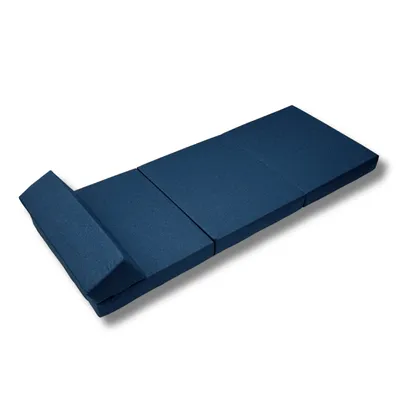 Produktbild von Klappmatratze mit Kopfteil Wasserfester Outdoor-Bezug Dunkelblau Matratze Faltmatratze Camping Erwachsene Kinder  200x70x10cm