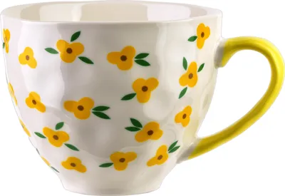 Image de Tasse en porcelaine Florella, fleurs jaunes, 11 x 15 x 9 cm, jaune, 1 pièce