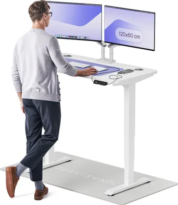 Zdjęcie produktu dla Desktronic HomePro biurko z elektryczną regulacją wysokości 120x60cm biały/biały z funkcją pamięci, technologią antykolizyjną, portami ładowania USB-A i USB-C