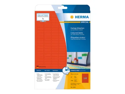 Obrázok produktu pre HERMA Special - Papier - matný - permanentný samolepiaci - červený - 25,4 x 10 mm 3780 štítkov (20 listov x 189)