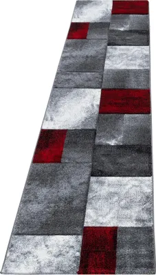 Produktbild von Teppich Läufer Wohnzimmer Rot 80x300 Kariertes Design