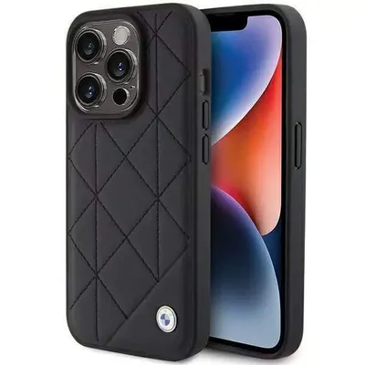 Produktbild von BMW Leder gesteppt - iPhone 15 Pro Max Hülle (Schwarz)