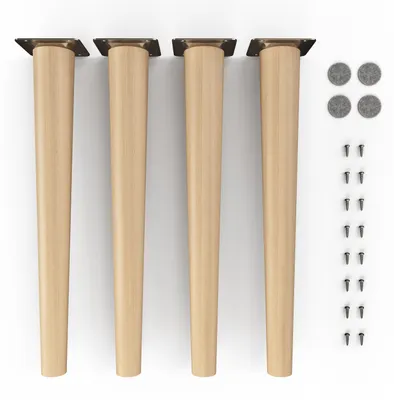 Produktbild von 4x sossai Holzfüße rund - gerade Ausführung 45cm Buche Öl-Finish