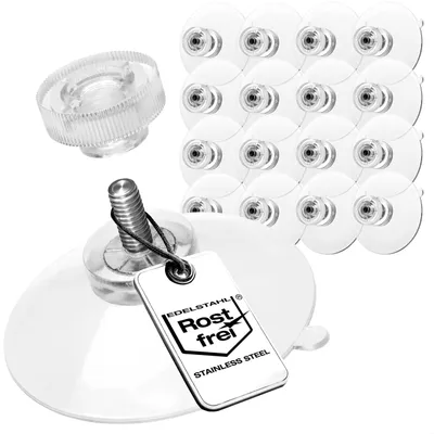 Produktbild von com-four® 16x Saugnäpfe mit M4-Gewinde - Ø 40 mm - Extra stark, transparent