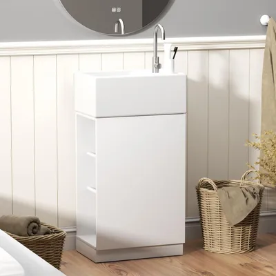 Image de Meuble-lavabo avec meuble de rangement en dessous, blanc, 40 x 20 x 100 cm