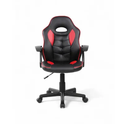 Produktbild von Gamingstuhl Kiwari® Ster, PolyurethanMaterial, Holzrahmen, Nylonfußkreuz, höhenverstellbar, drehbar, Schwarz/Rot