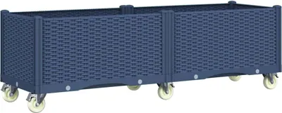 Produktbild von vidaXL Pflanzkasten mit Rollen Blaugrau 160x50x54 cm PP
