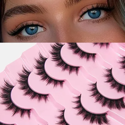 Image de Cils artificiels, 7 paires, effet naturel, en Fourrure artificielle de vison, réutilisables