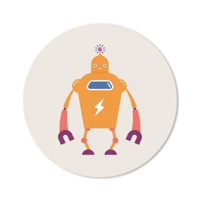 Produktbild von MuchoWow® Mauspad Mousepad Roboter - Antenne - Orange - Blitzschlag - Junge - Kinder 20x20 cm - Mousepads - Maus Mat - Pad - Mausunterlage - Schreibtischmatte