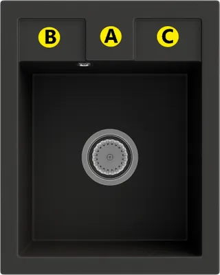 Produktbild von Granitan | Granitspüle - Spülbecken - 50x40 cm - Schwarz - Küchenarmatur BETA - mit Siphon - BEST