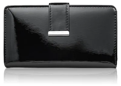 Produktbild von Damenlederbrieftasche groß lackiert schwarz quer mit RFID SP-25-BL