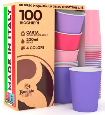 Immagine prodotto di Bicchieri di carta PrincessMix - 200 ml, biodegradabili, ecologici