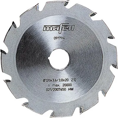 Produktbild von mafell Nutenfräsblatt ellipsenförmig, Hartmetall, 120 x 3,6 x 20 mm, 12 Zähne - 91794