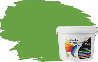 Produktbild von RyFo Colors Silikonharz Fassadenfarbe Lotuseffekt Trend Schilfgrün 3l - bunte Fassadenfarbe, weitere Grün Farbtöne und Größen erhältlich, Deckkraft Klasse 1