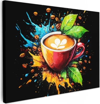 Obrázok produktu pre Obrazy na plátne 80x60 cm - Graffiti - Káva, nástenné umenie, dekorácie na stenu obývacia izba, obraz