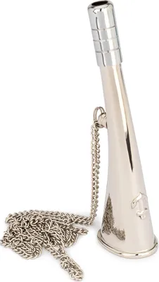 Produktbild von NKlaus 14cm Maritimes Nebelhorn Messing silber massiv Kette uthentischem Sound Antik 11801