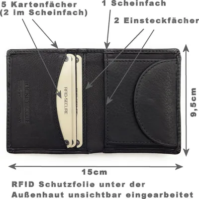Produktbild von Jockey Club Mini Geldbörse Nappaleder RFID Schutz Kartenfächer Münzfach Chipfach
