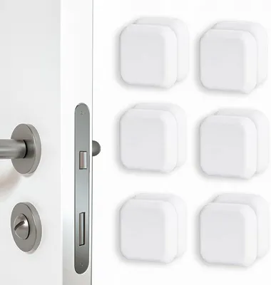 Imagen del producto de Topes para puertas de silicona, autoadhesivos, 12 unidades, color blanco, para proteger paredes y puertas
