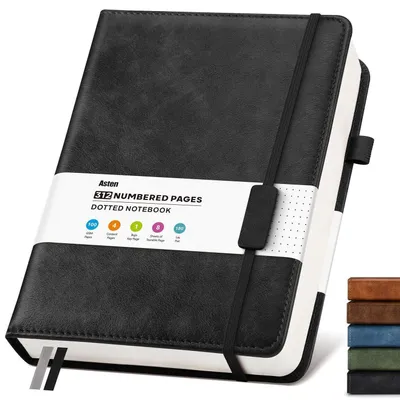Produktbild von Notizbuch A4 Dotted Kunstleder Hardcover Schwarz 312 Seiten 100g/m²
