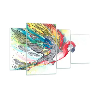 Produktbild von Bilder auf glas - Parrot Flügel Federn Natur - 120x70cm - Glasbilder - Wandbilder - Kunstdruck - zum Aufhängen bereit - Wanddekoration aus Glas - Glas Bilder - Wandbild auf Glas - GDL120x70-3008