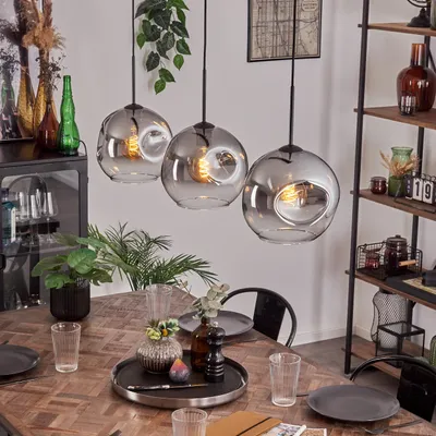 Produktbild von Villamare Hängelampe aus Metall/Glas in Schwarz/Rauchfarben/Klar