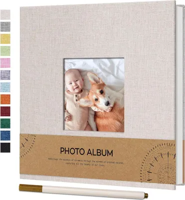 Image de Vienrose Album Photo Autocollant 10x15 Toile 40 Pages Blanches Mariage Beige