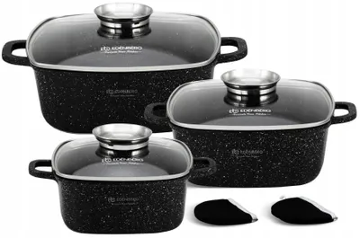 Produktbild von EDENBERG Marmor Kochtopfset mit Deckeln für Induktion
