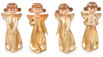 Produktbild von 4 goldene Engel Figuren weihnachtliche Schutzengel 5 cm